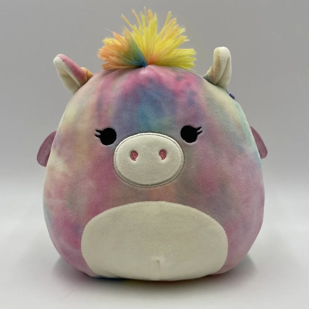 New Squishmallow‎ Jaime Tie Dye Rainbow Pegasus Shiny Wings Plush 8 inch #027
